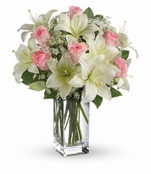 Teleflora's Heavenly & Harmony - Cream Lilies & Roses from Olney's Flowers of Rome in Rome, NY
